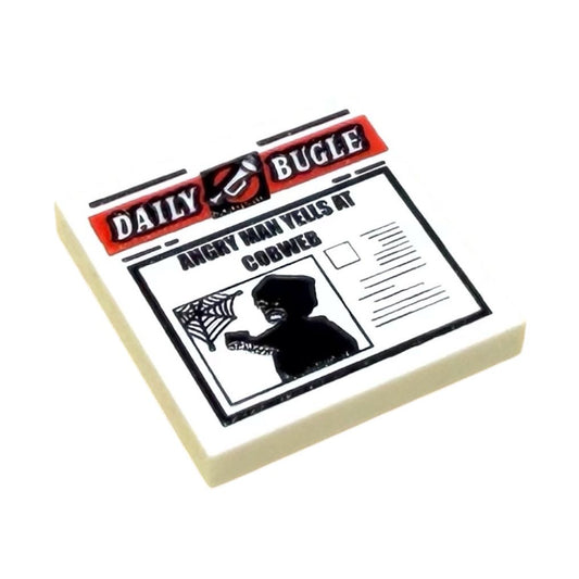 Angry Man Shouts At Cobweb - Newspaper Front Cover Tile